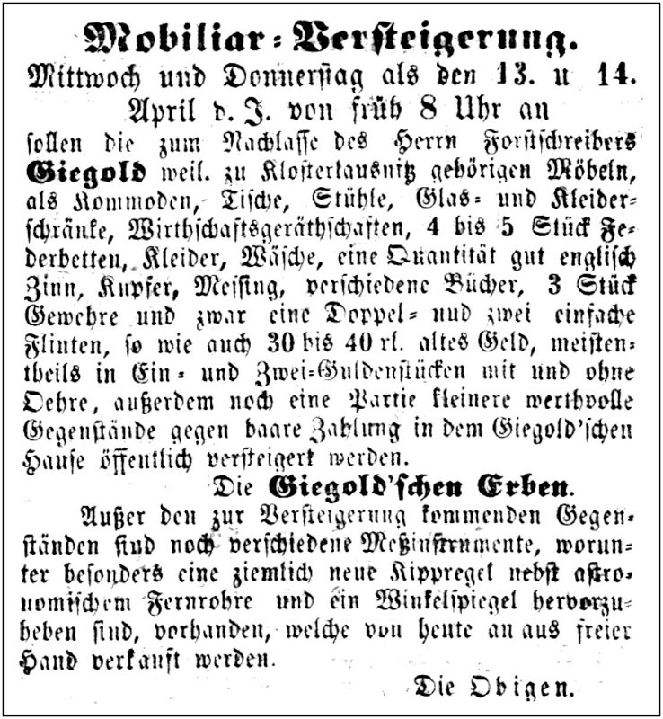 1864-04-13 Kl Versteigerung Siegold